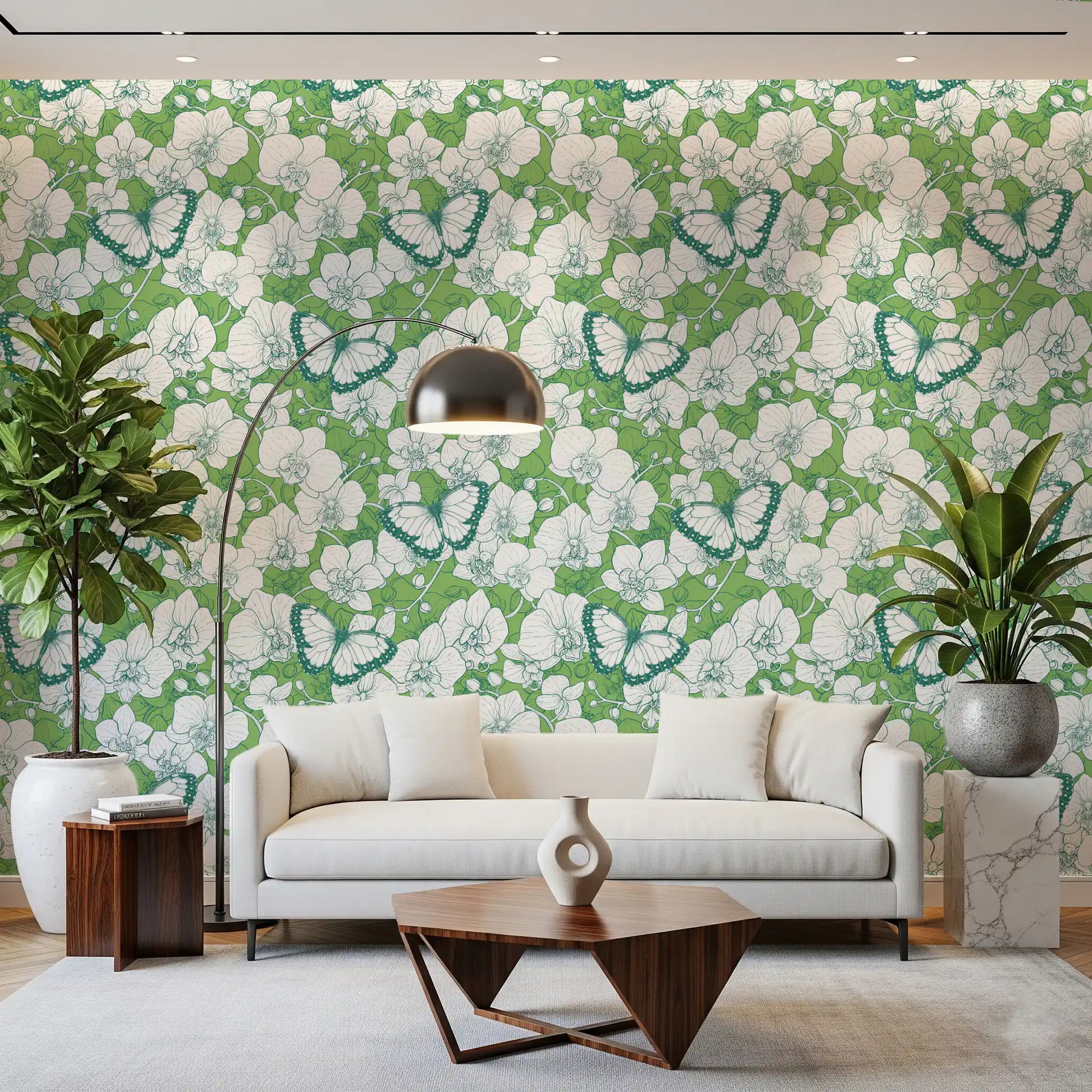 Botanical Orchid Garden with Butterflies 2 Wallpaper⁠