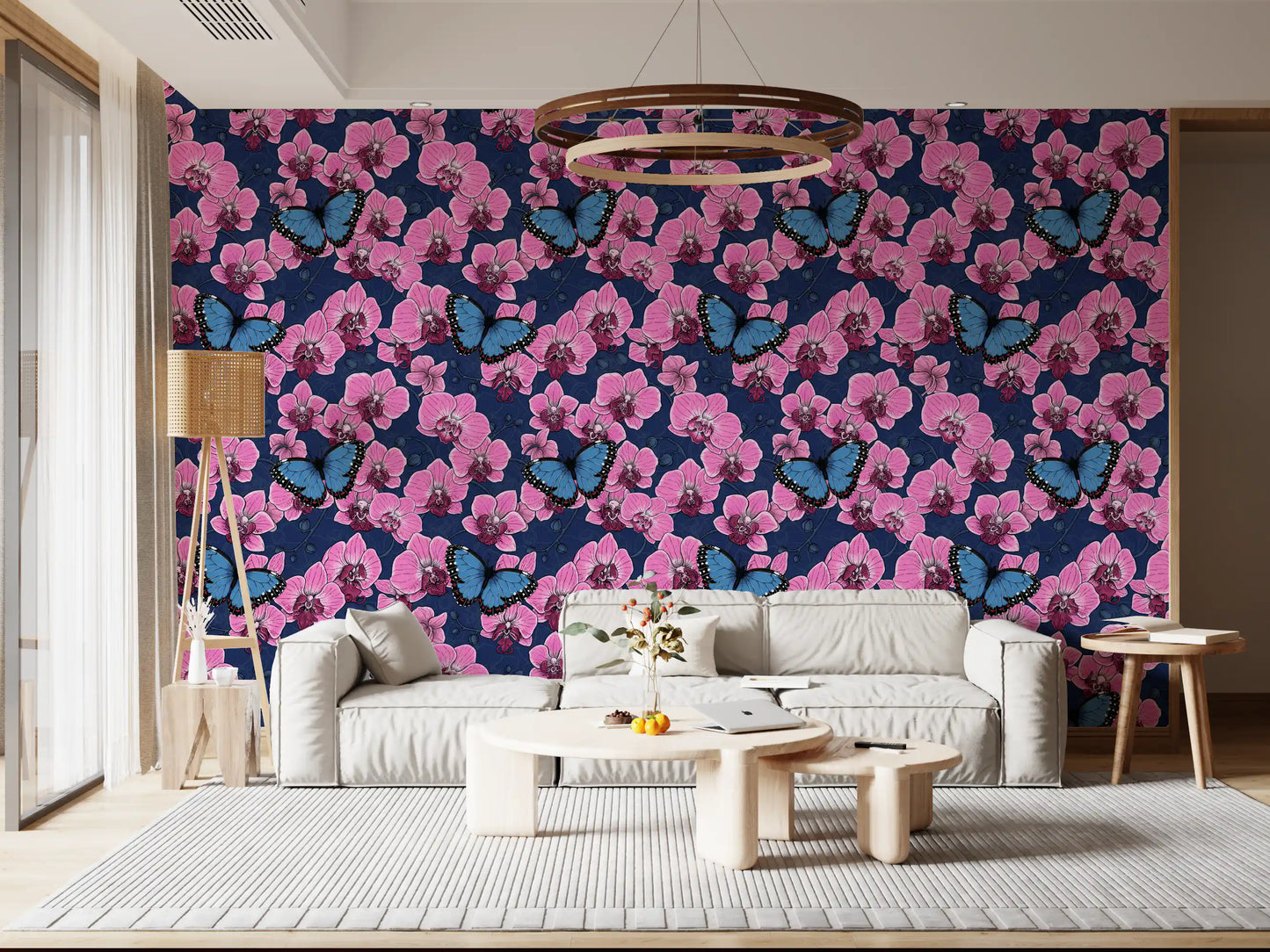 Botanical Orchid Garden with Butterflies 3 Wallpaper⁠