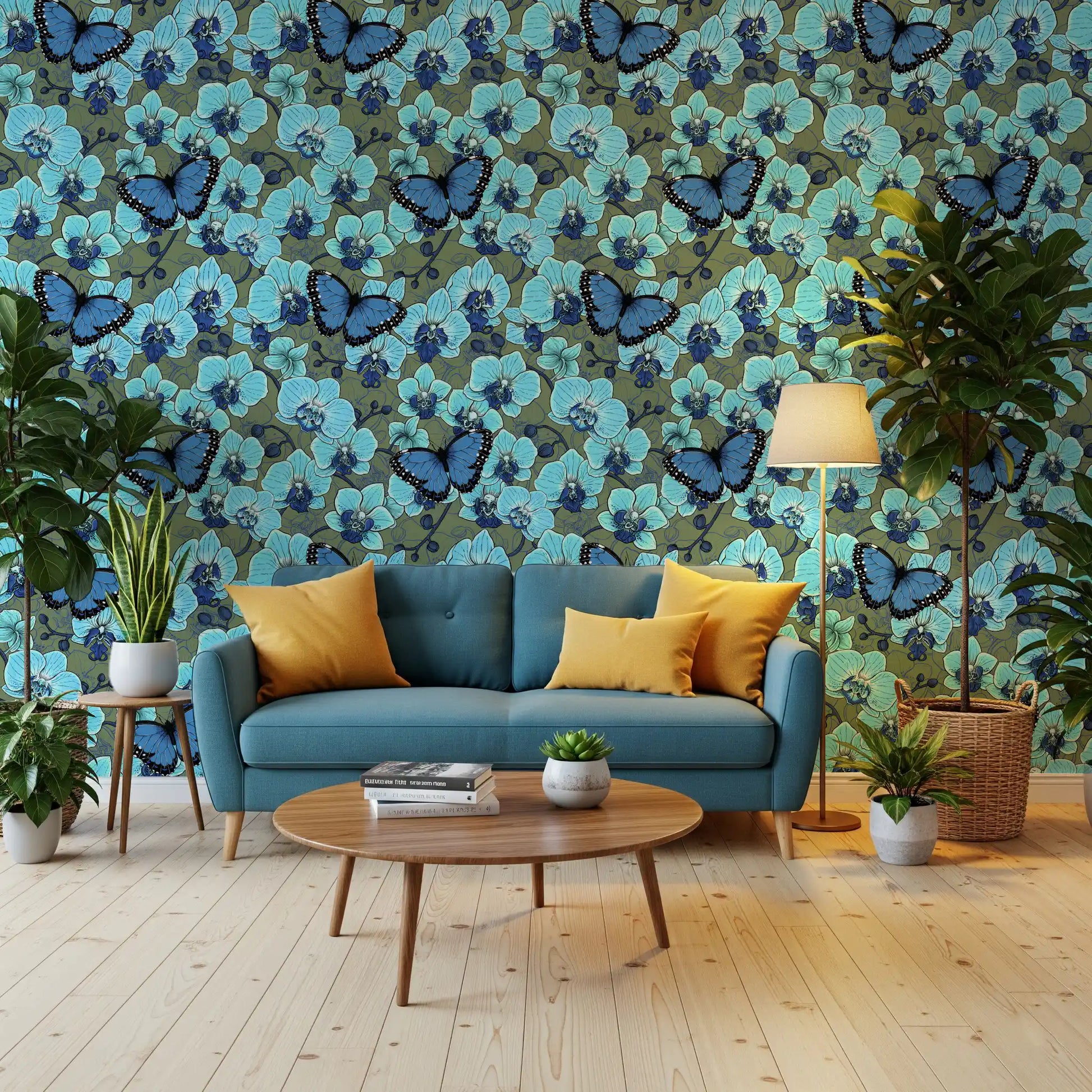Botanical Orchid Garden with Butterflies 4 Wallpaper⁠