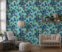 Botanical Orchid Garden with Butterflies 4 Wallpaper⁠