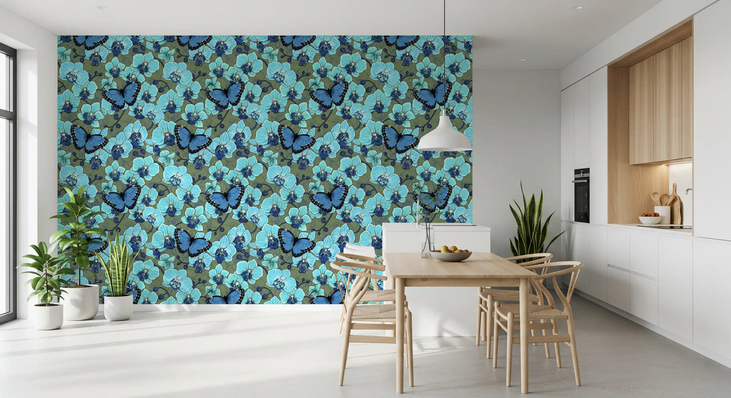 Botanical Orchid Garden with Butterflies 4 Wallpaper⁠