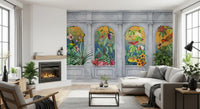 Vintage Tropical Colonnade Mural Wall Mural