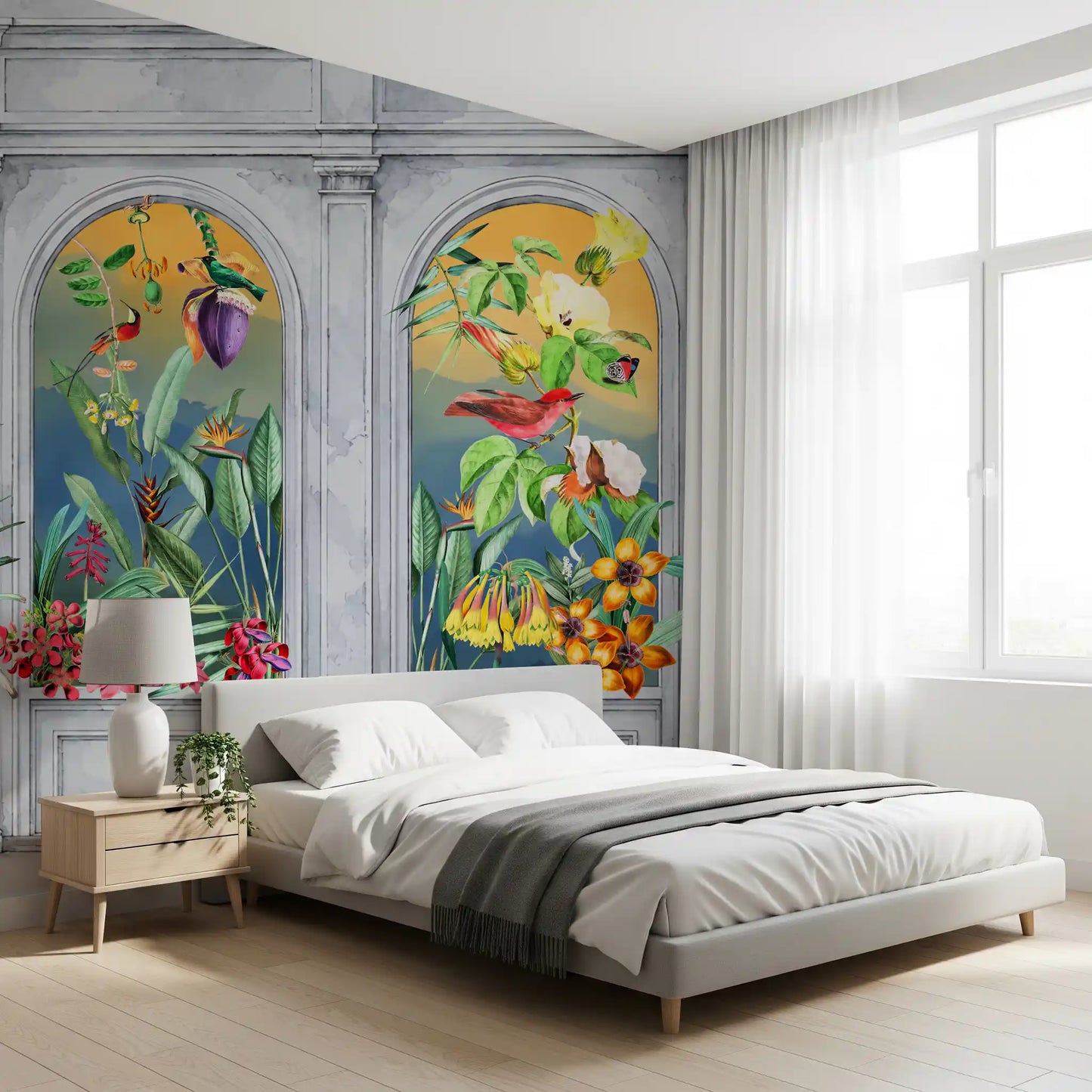Vintage Tropical Colonnade Mural Wall Mural