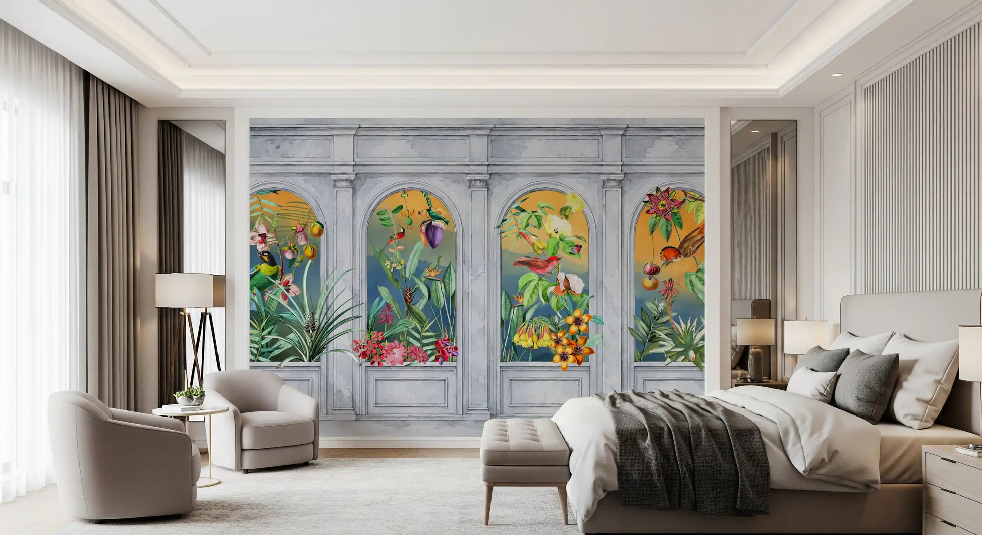 Vintage Tropical Colonnade Mural Wall Mural