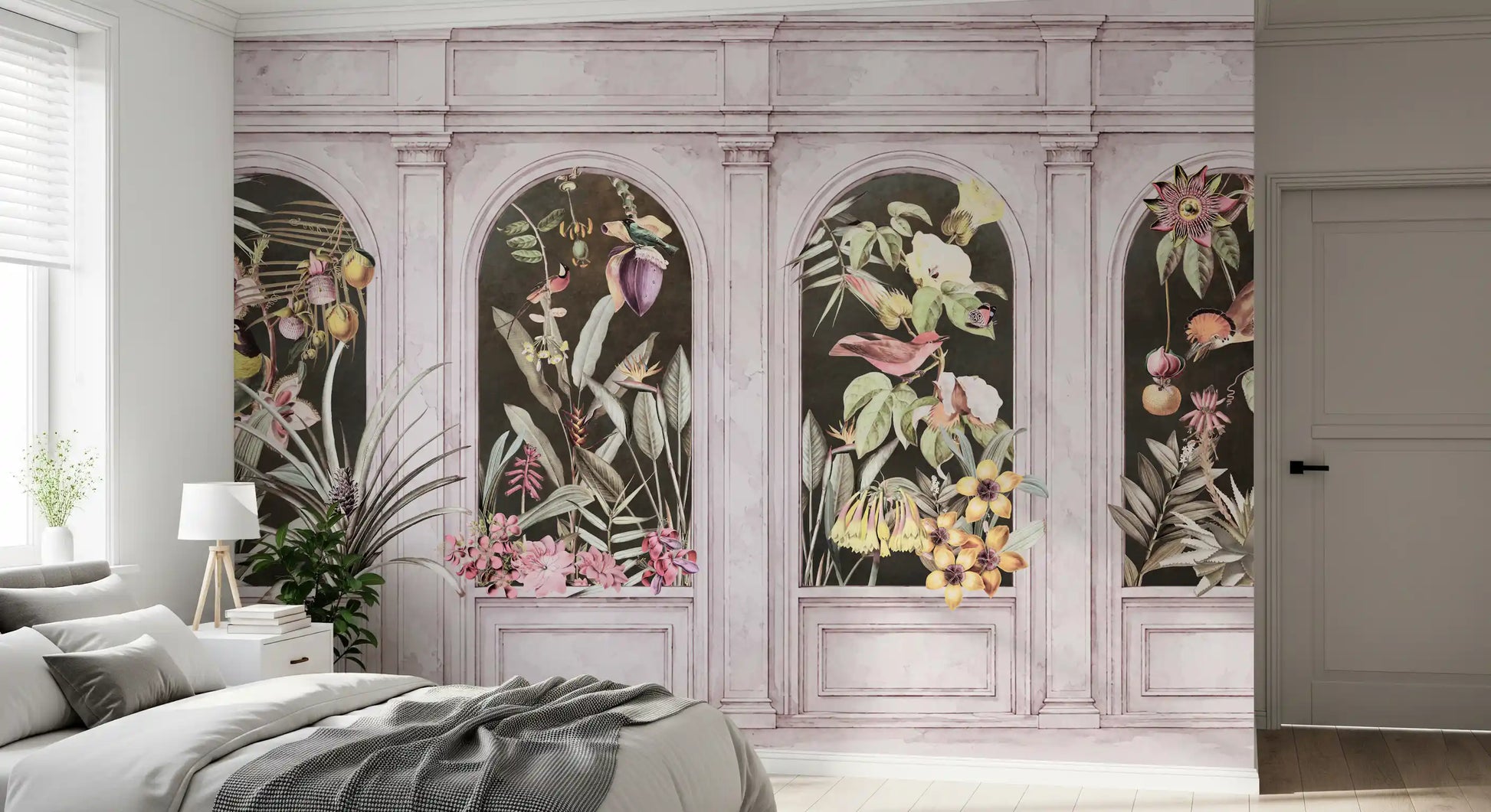 Vintage Architectural Botanical Arches Wall Mural