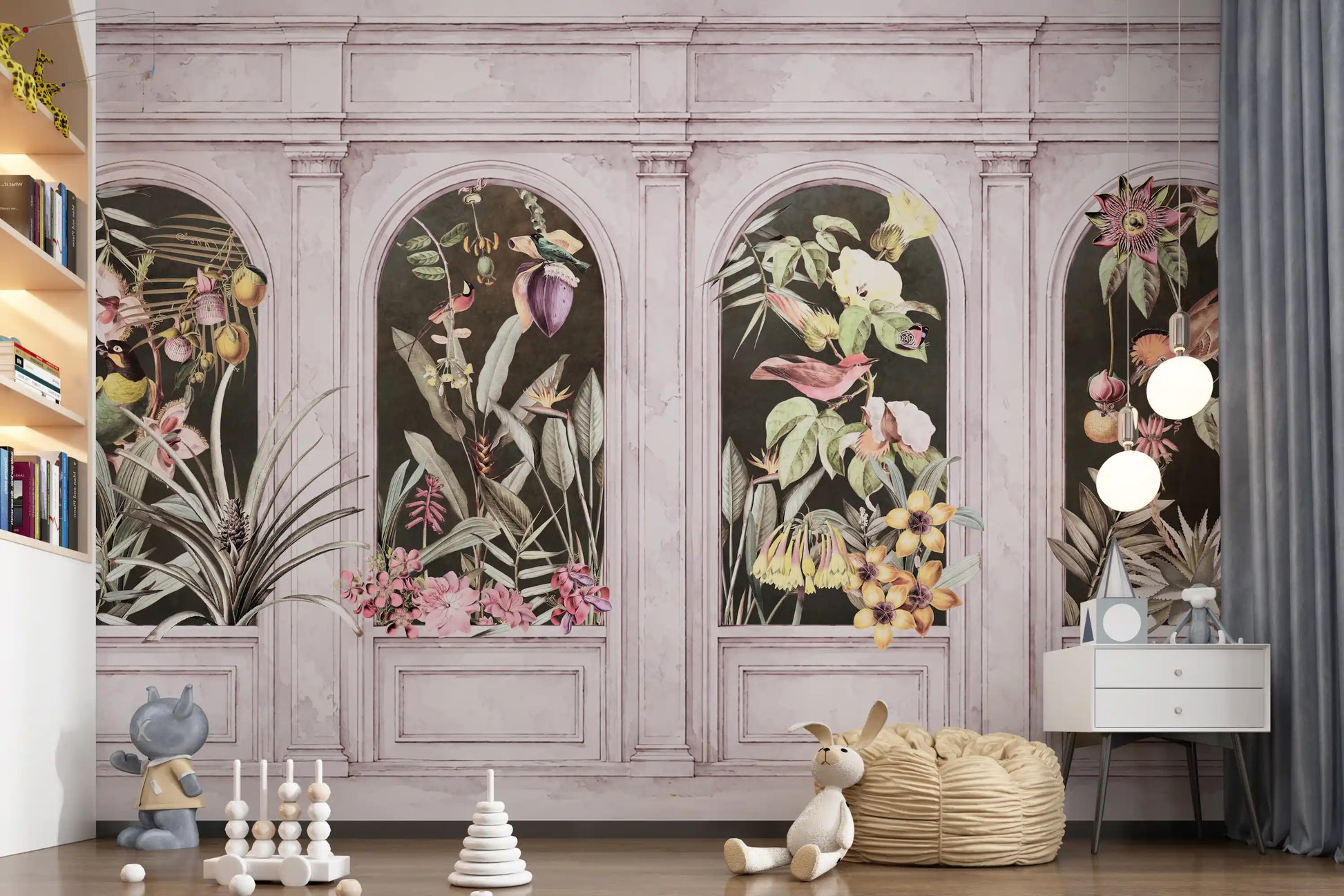 Vintage Architectural Botanical Arches Wall Mural