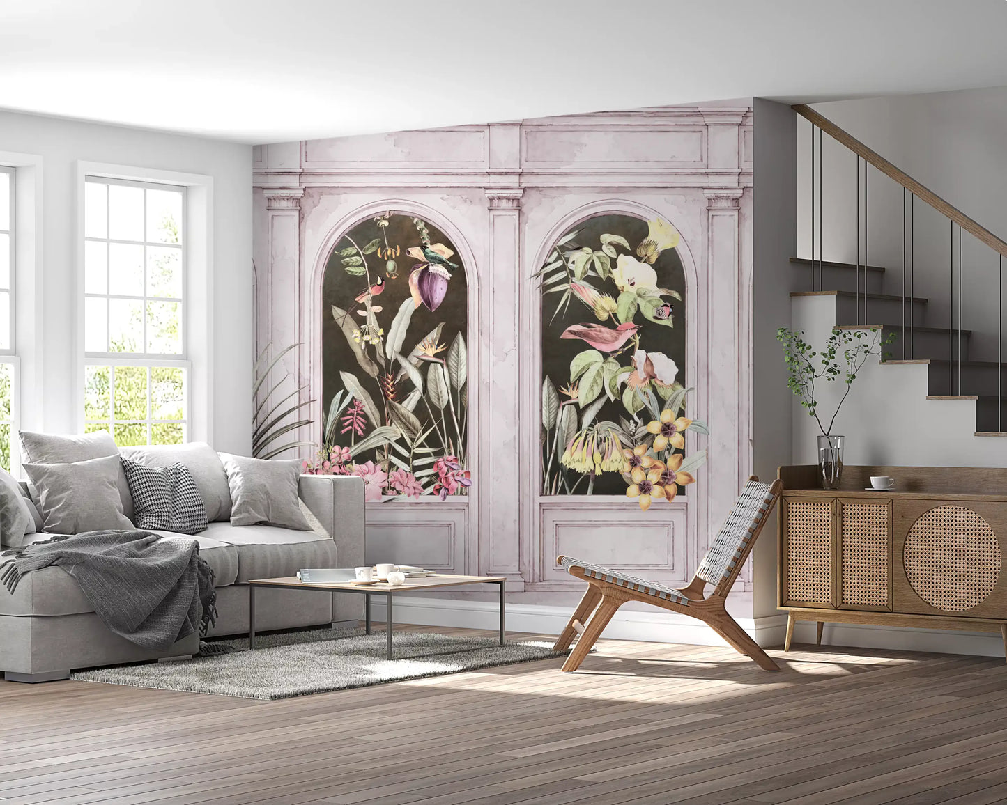 Vintage Architectural Botanical Arches Wall Mural