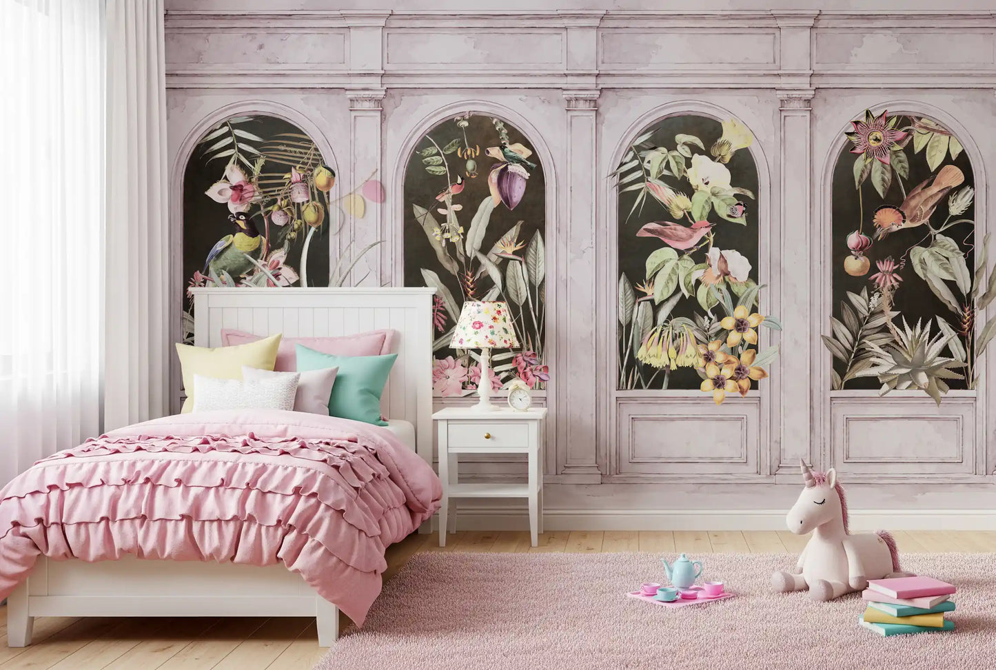 Vintage Architectural Botanical Arches Wall Mural