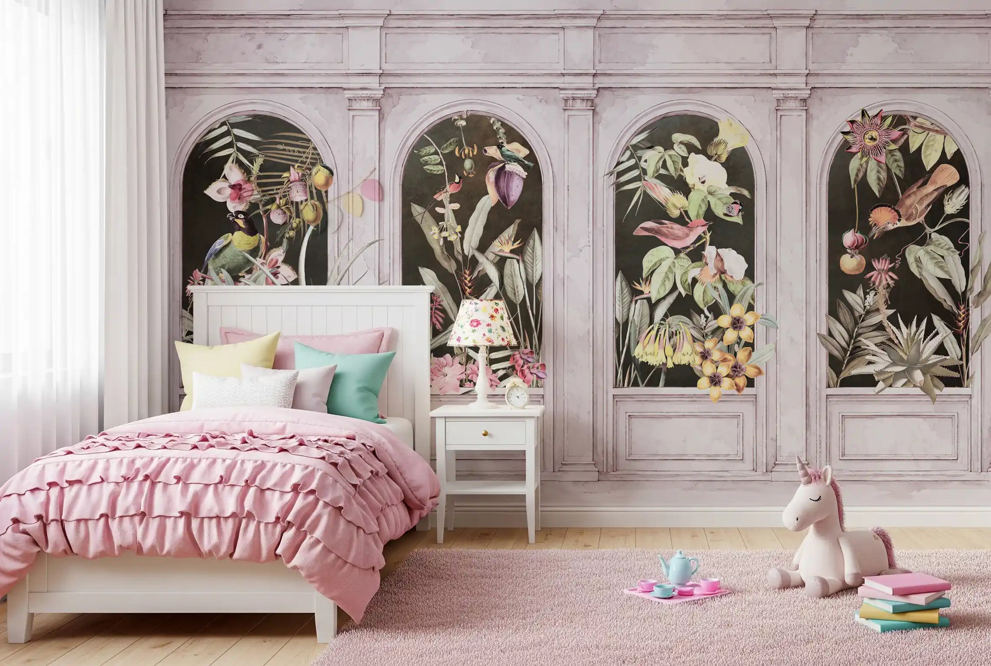 Vintage Architectural Botanical Arches Wall Mural