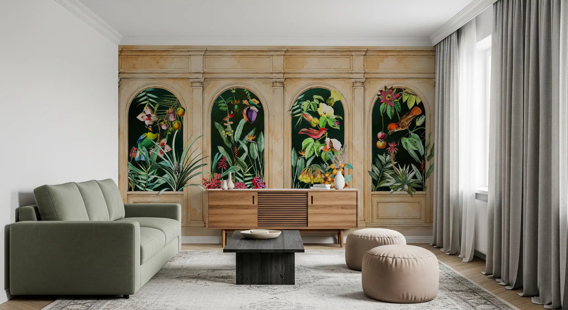 Classical Archways Exotic Botanical Wall Mural Wall Mural