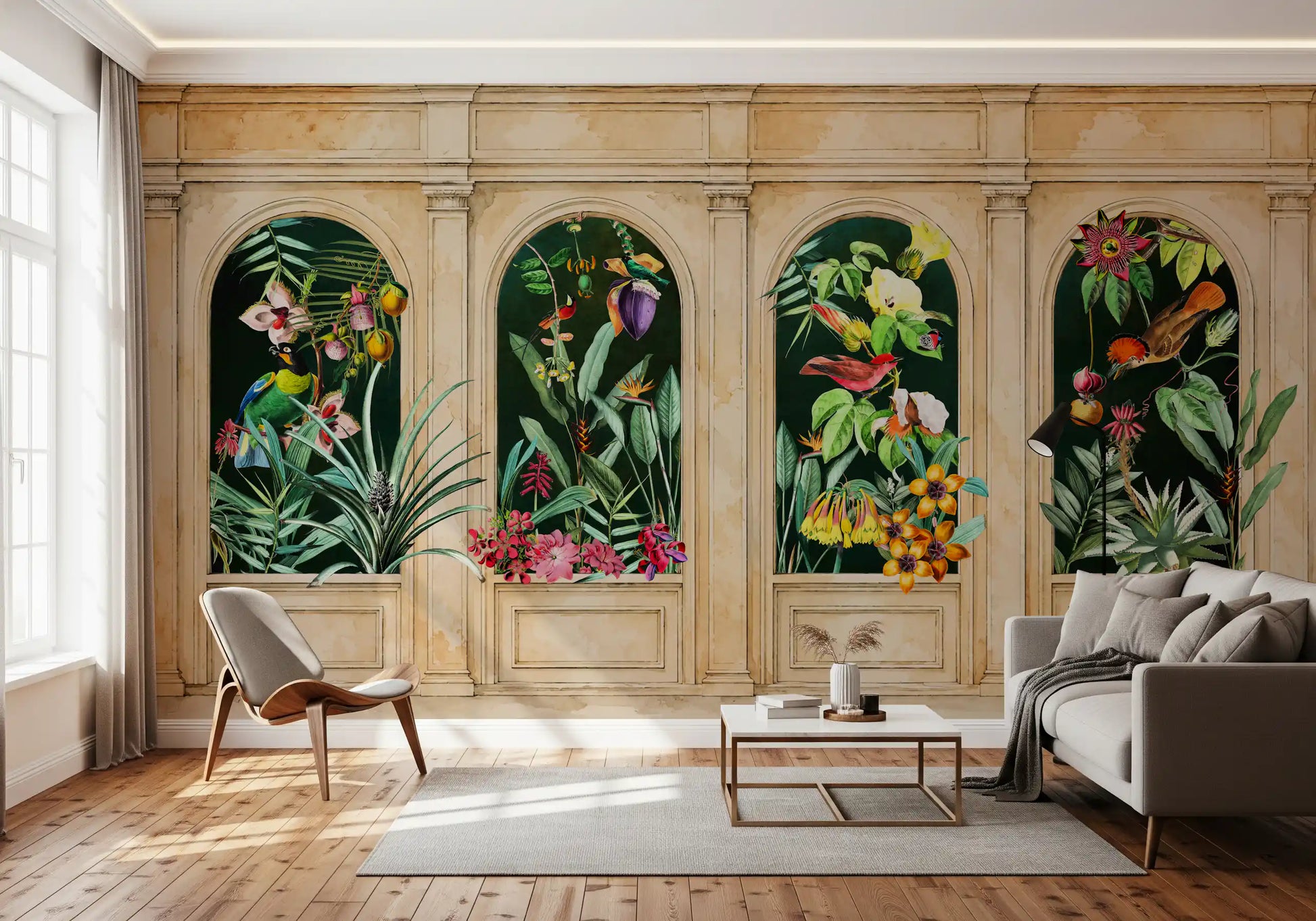 Classical Archways Exotic Botanical Wall Mural Wall Mural