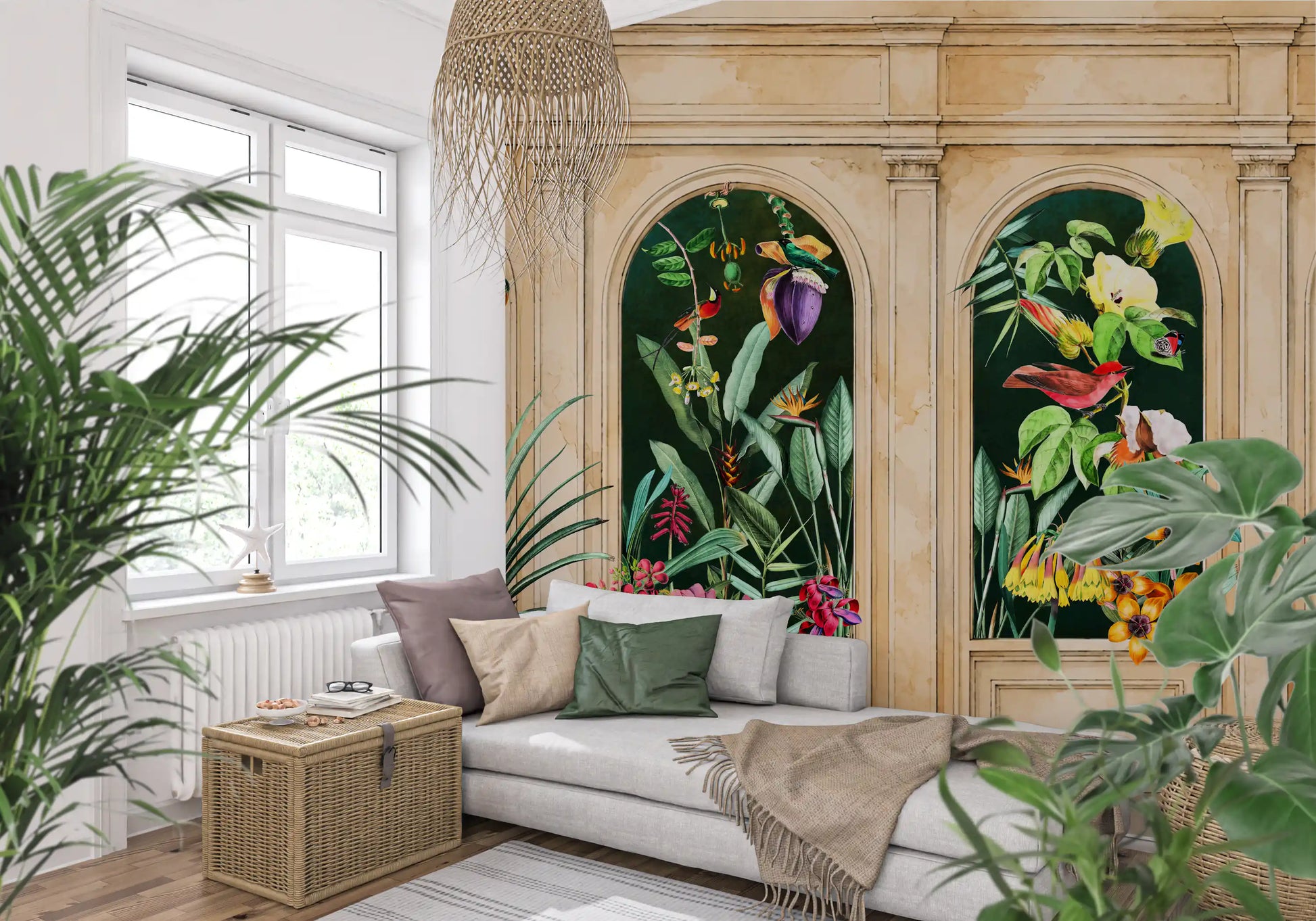 Classical Archways Exotic Botanical Wall Mural Wall Mural