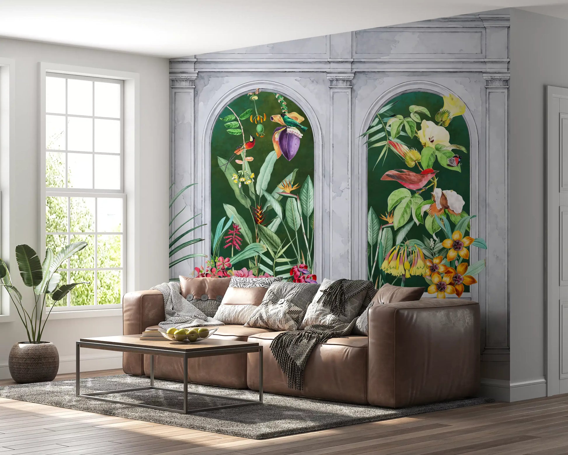 Orangerie Arches Tropical Botanical Wall Mural Wall Mural