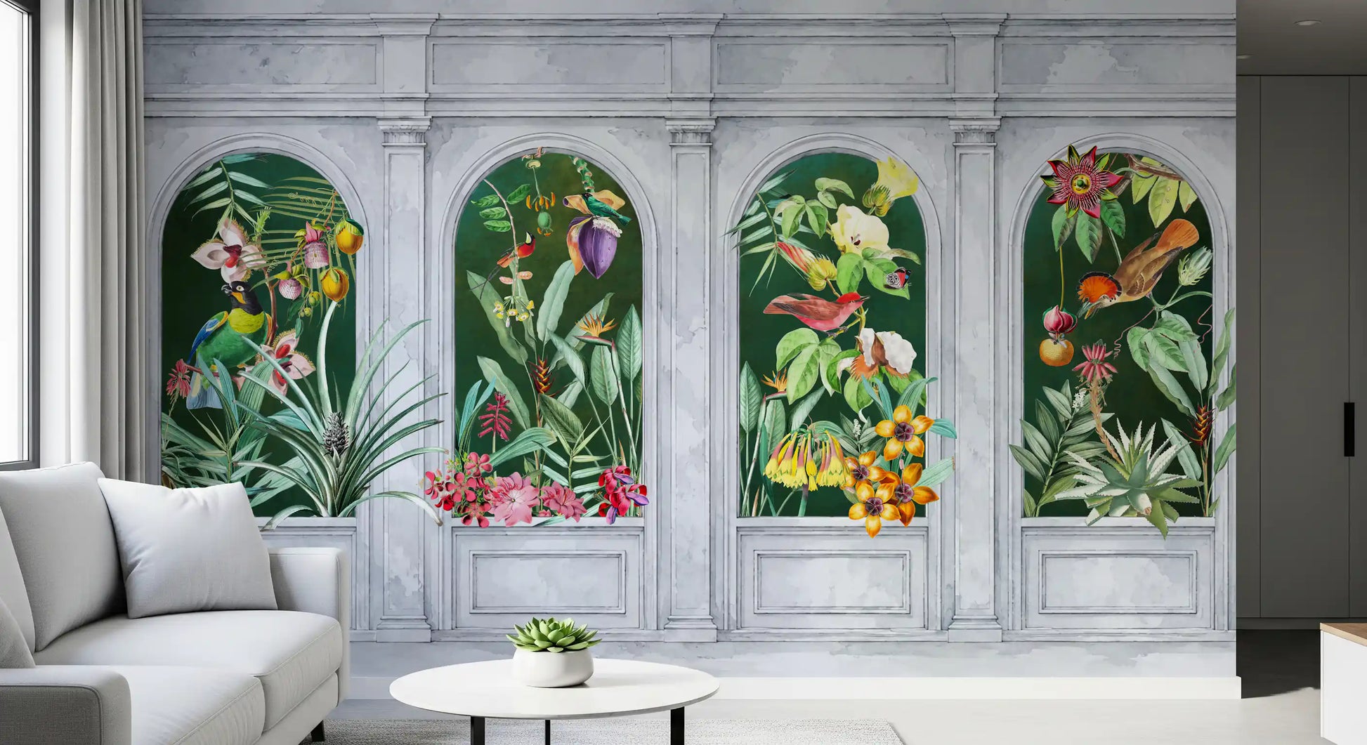 Orangerie Arches Tropical Botanical Wall Mural Wall Mural