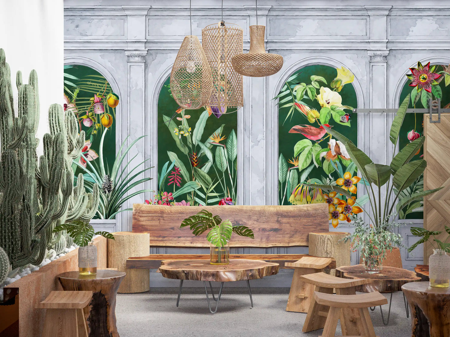 Orangerie Arches Tropical Botanical Wall Mural Wall Mural