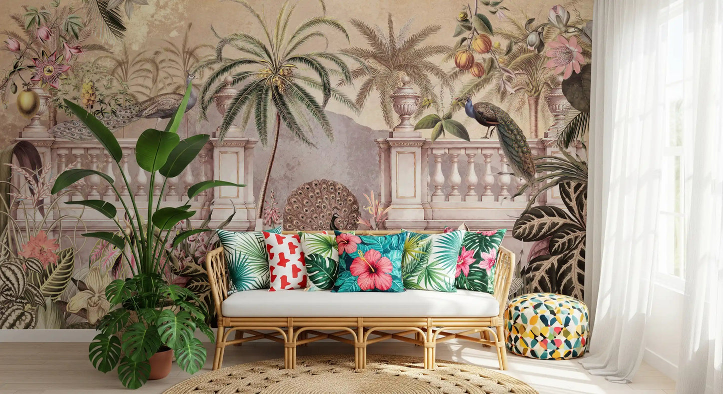 Royal Peacock Garden Mural Wallpaper Wall Mural