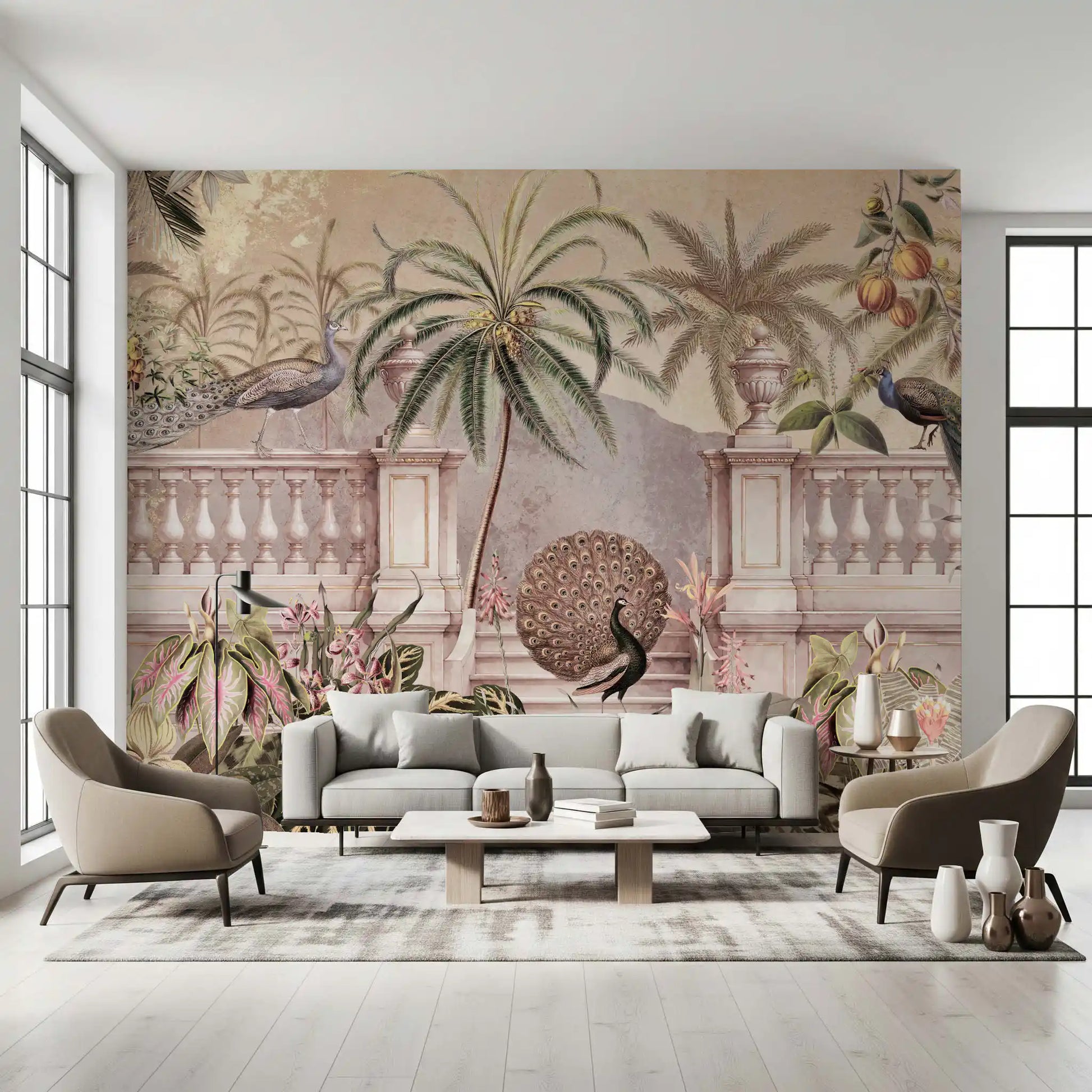 Royal Peacock Garden Mural Wallpaper Wall Mural