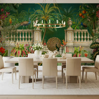 Majestic Peacock and Tropical Balustrade Wall Mural Wall Mural