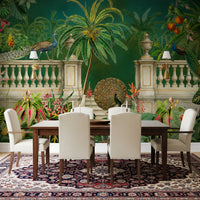 Majestic Peacock and Tropical Balustrade Wall Mural Wall Mural