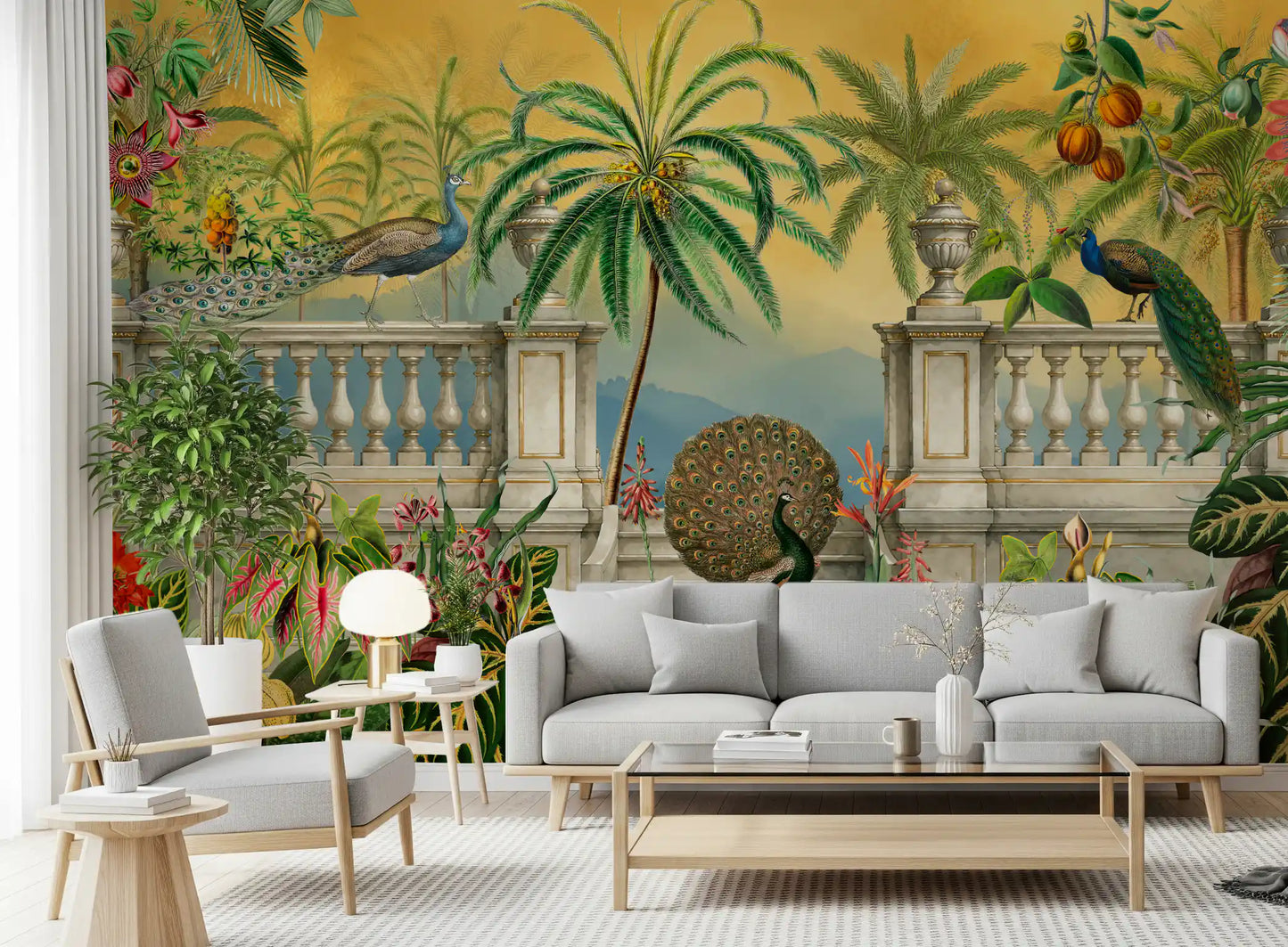 Imperial Peacock Terrace Tropical Wall Mural Wall Mural