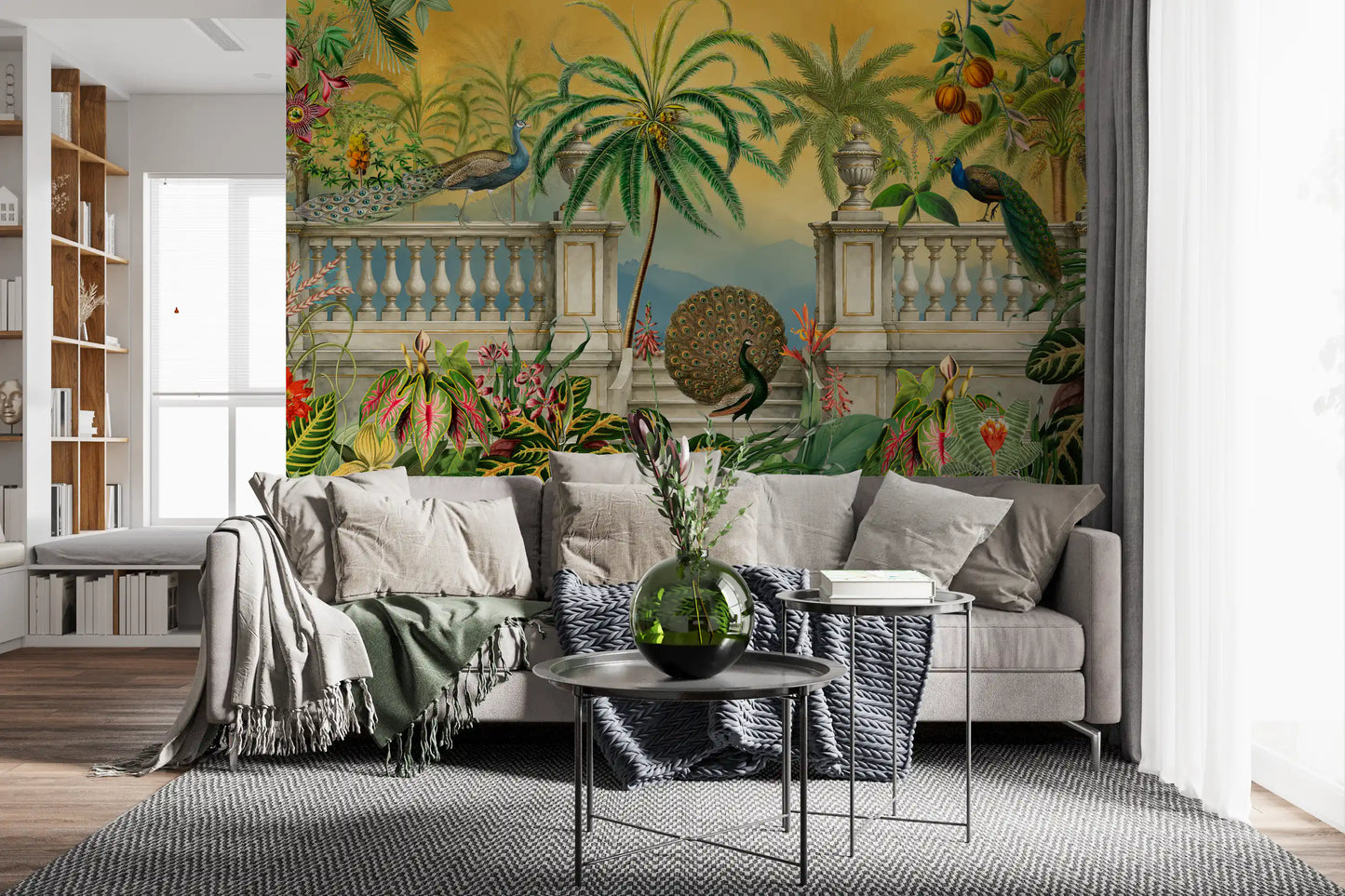 Imperial Peacock Terrace Tropical Wall Mural Wall Mural