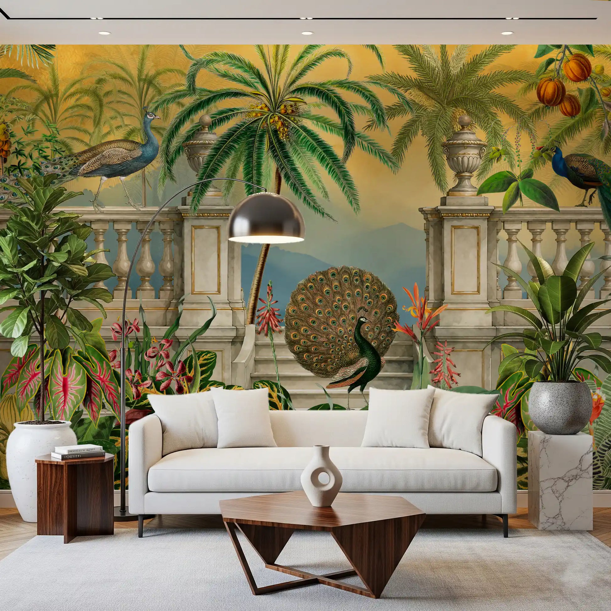 Imperial Peacock Terrace Tropical Wall Mural Wall Mural