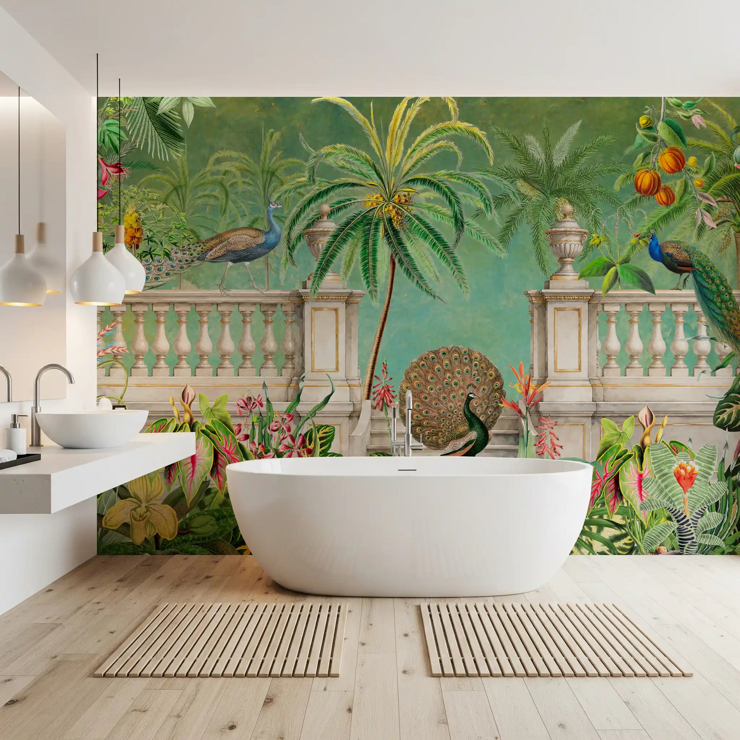 Vintage Peacock Palace Tropical Garden Wall Mural Wall Mural