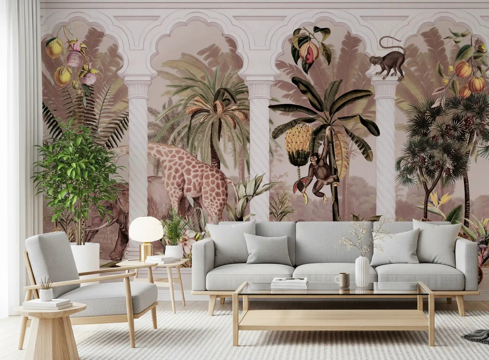 Mughal Colonnade Safari Jungle Wallpaper Wall Mural