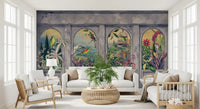 Vintage Archways and Tropical Birds Scenic Wallpaper 1 Wall Mural