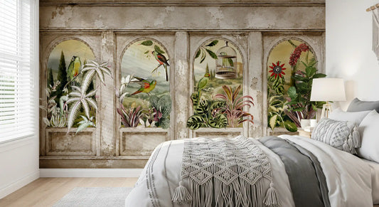 Vintage Parrot Arches Wall Mural Wall Mural