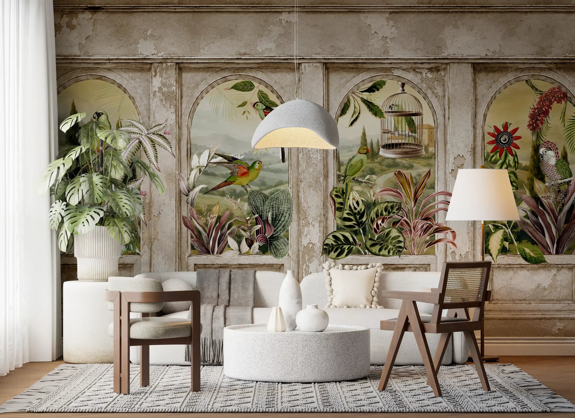 Vintage Parrot Arches Wall Mural Wall Mural