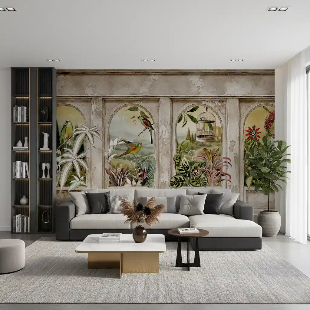 Vintage Parrot Arches Wall Mural Wall Mural