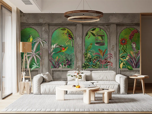 Vintage Tropical Arches Wallpaper Wall Mural