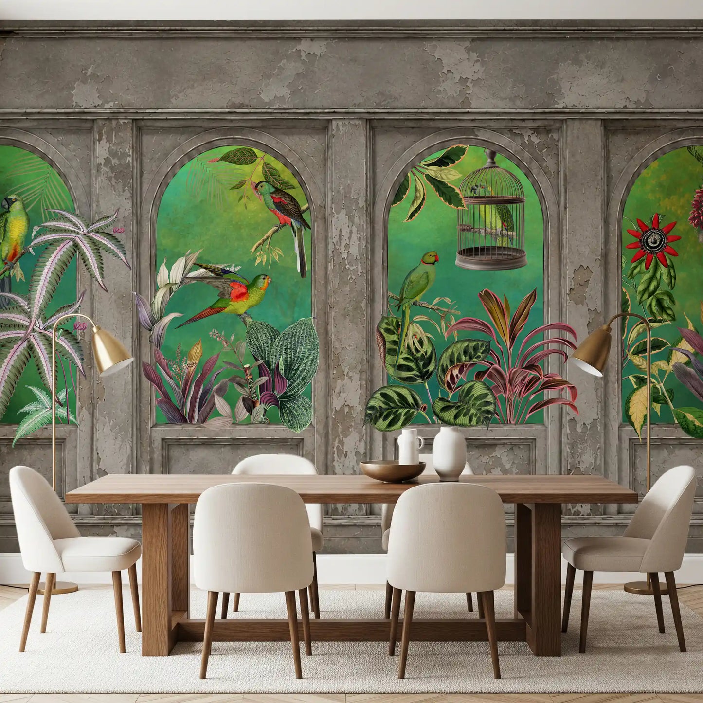 Vintage Tropical Arches Wallpaper Wall Mural