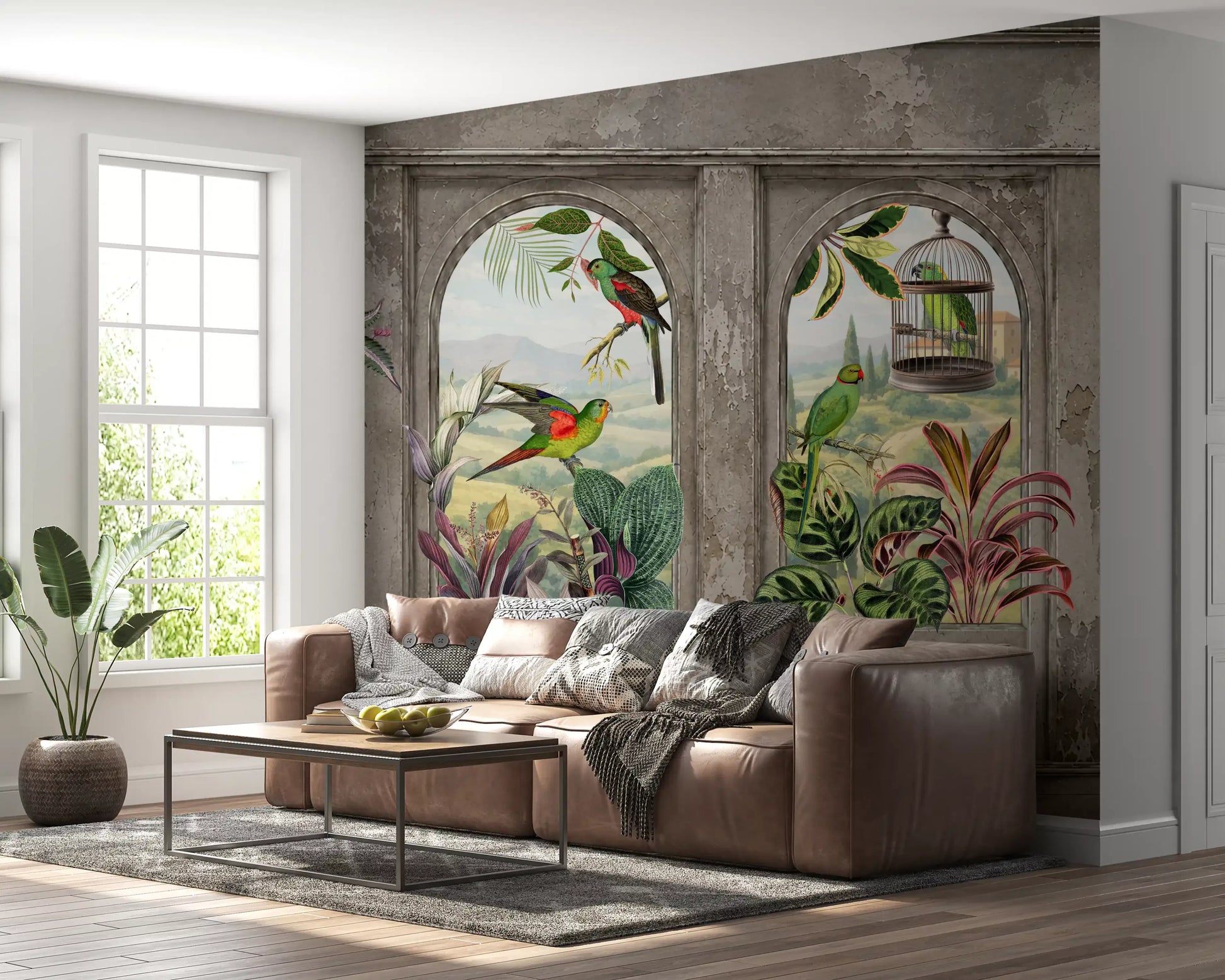 Antique Aviary Arched Wall Mural Wall Mural