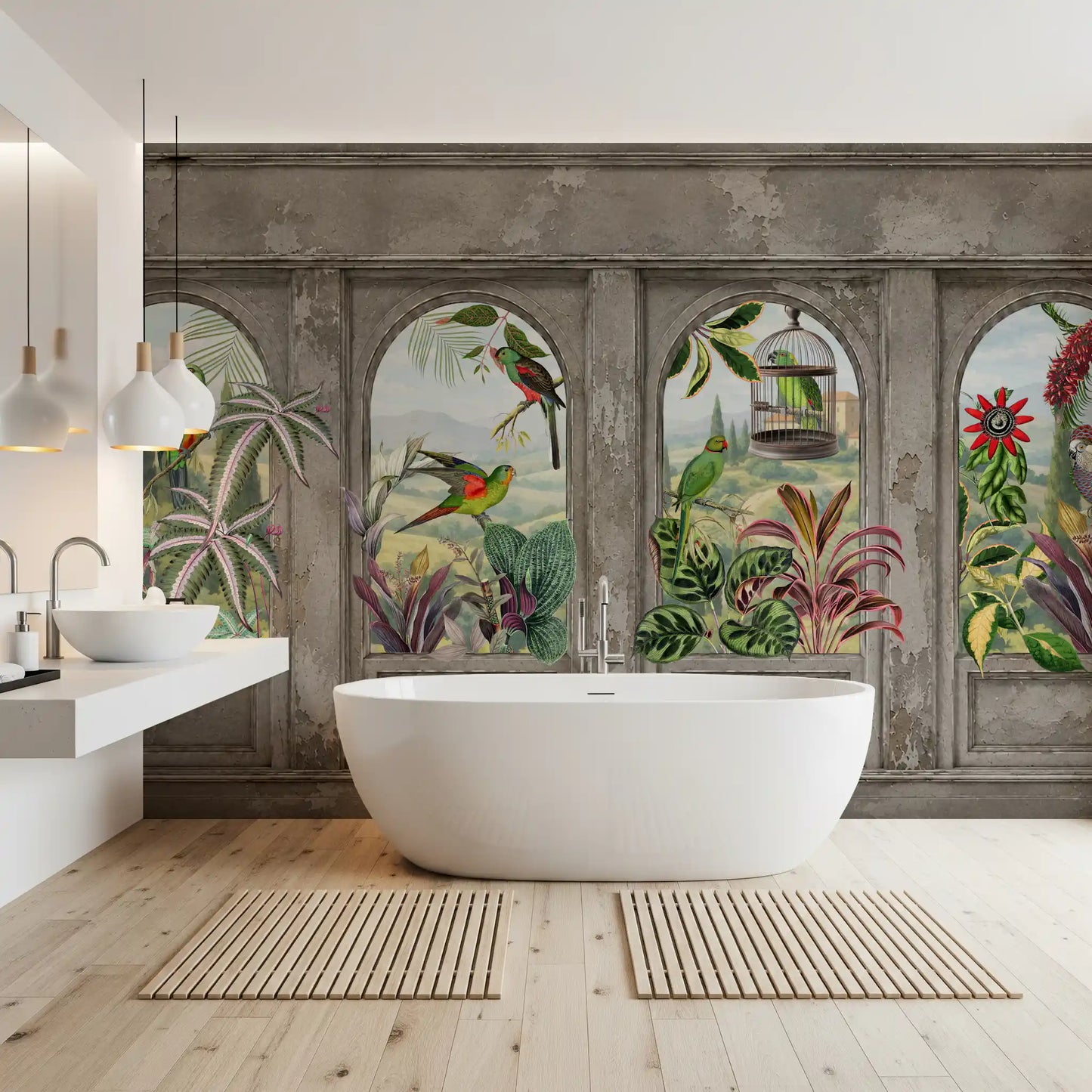 Antique Aviary Arched Wall Mural Wall Mural