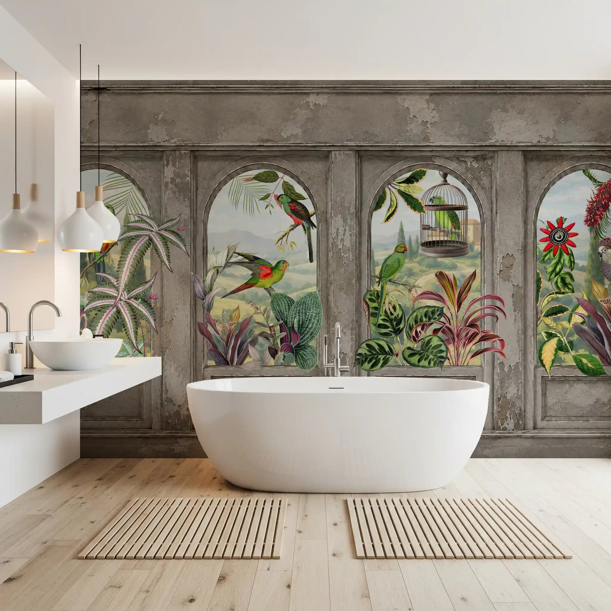 Antique Aviary Arched Wall Mural Wall Mural