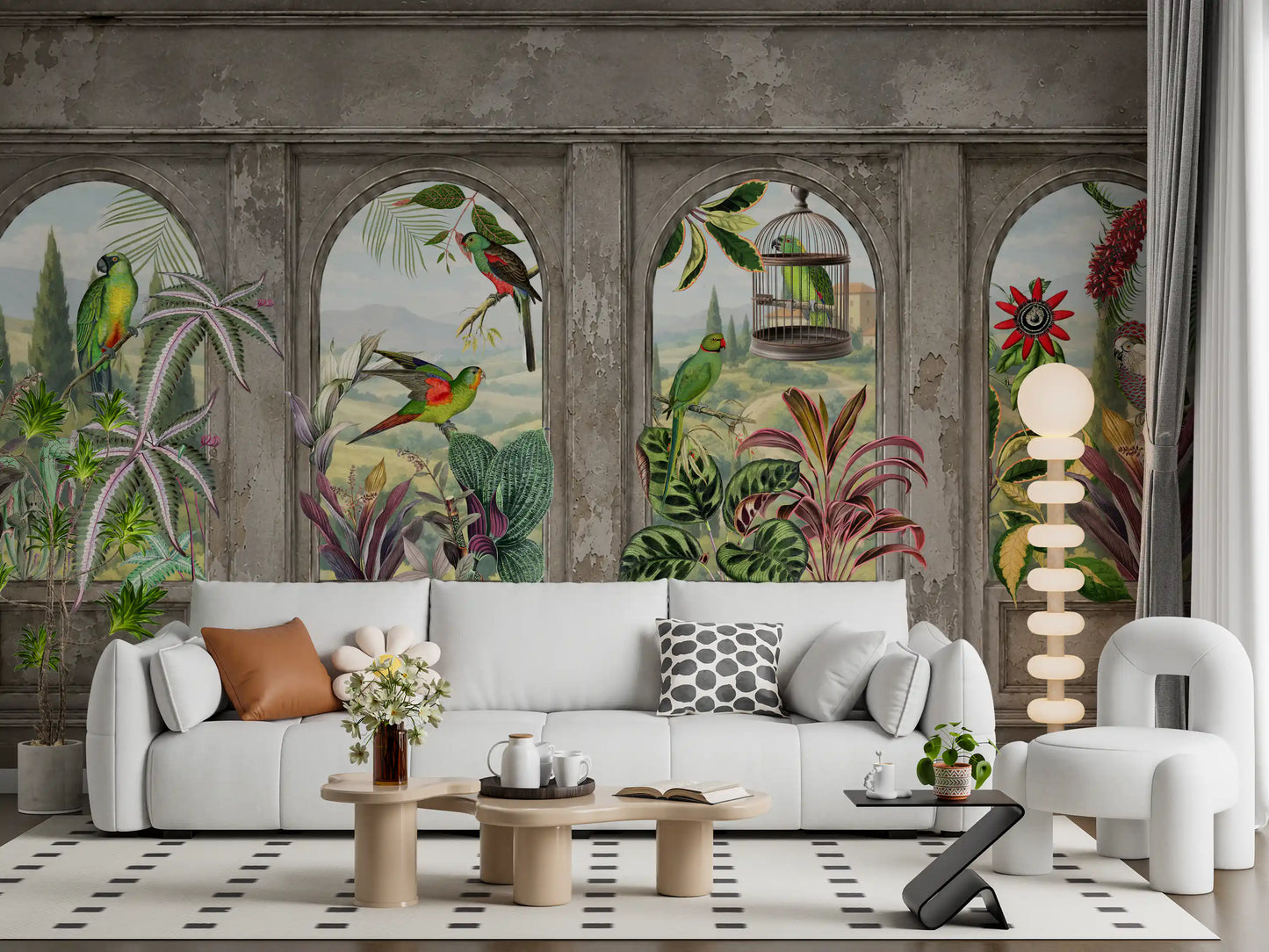Antique Aviary Arched Wall Mural Wall Mural
