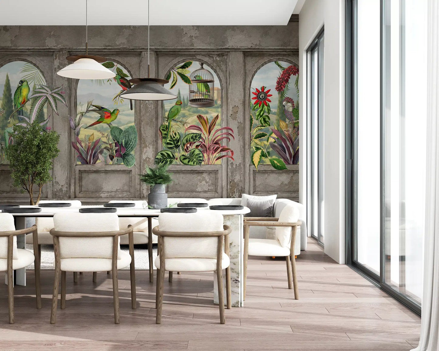 Antique Aviary Arched Wall Mural Wall Mural