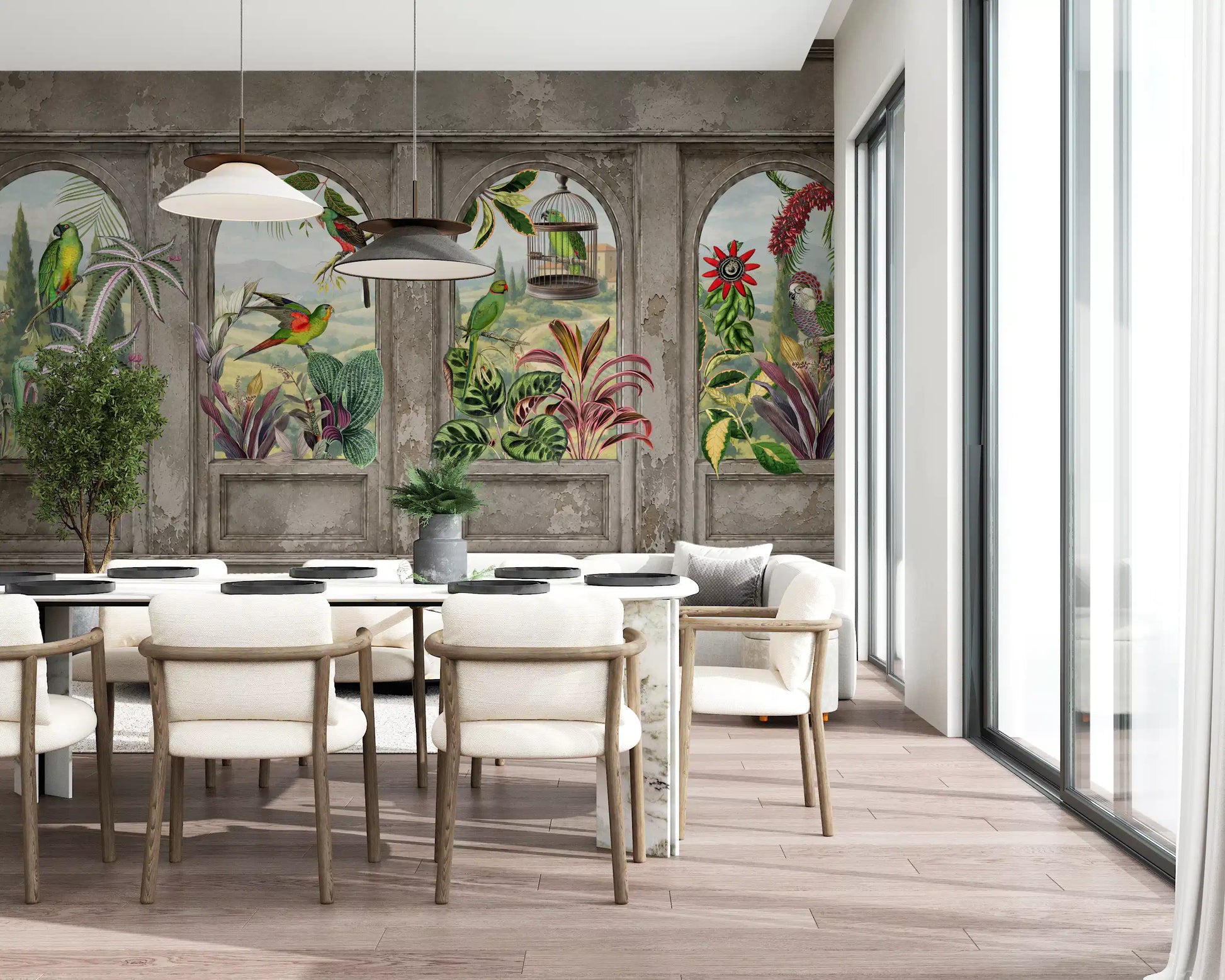 Antique Aviary Arched Wall Mural Wall Mural