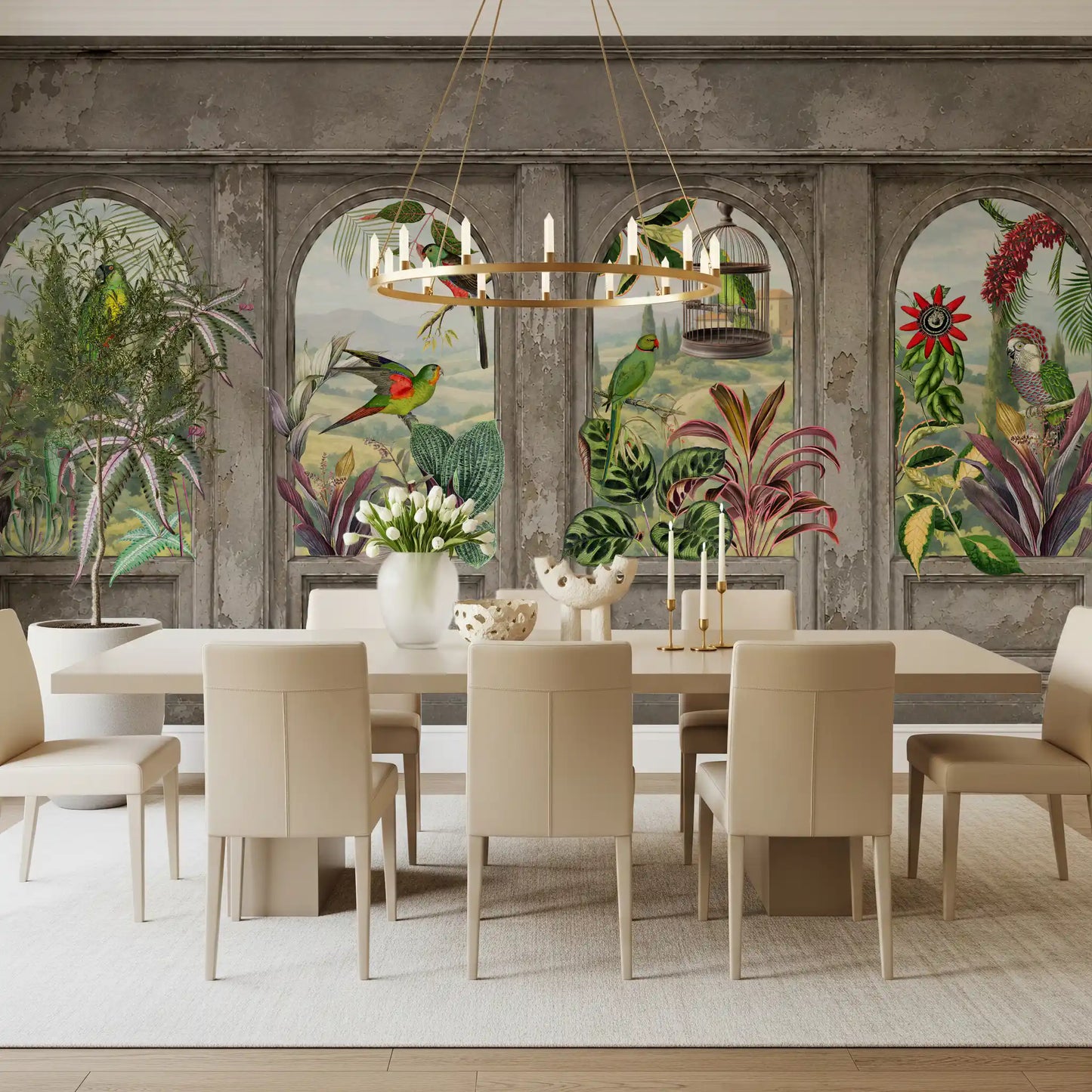 Antique Aviary Arched Wall Mural Wall Mural