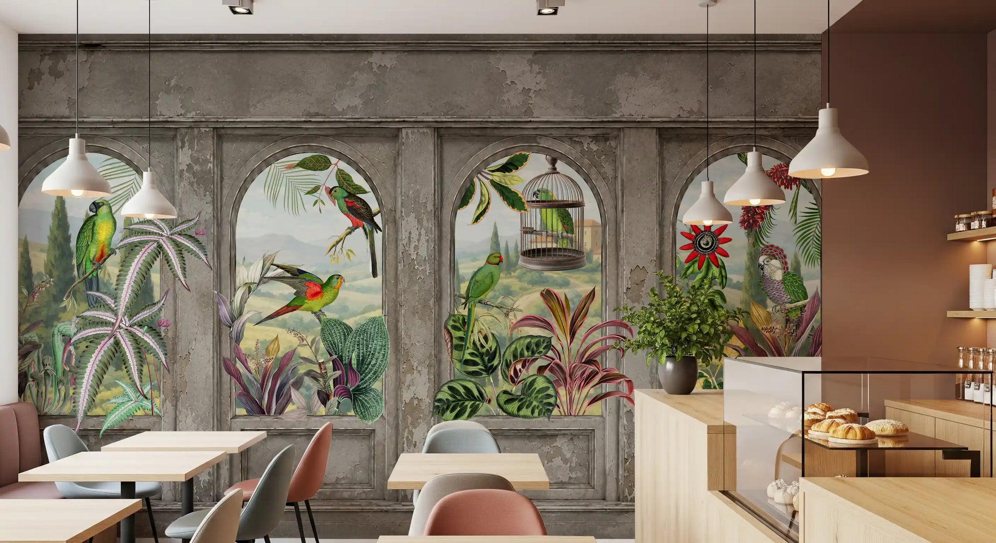 Antique Aviary Arched Wall Mural Wall Mural