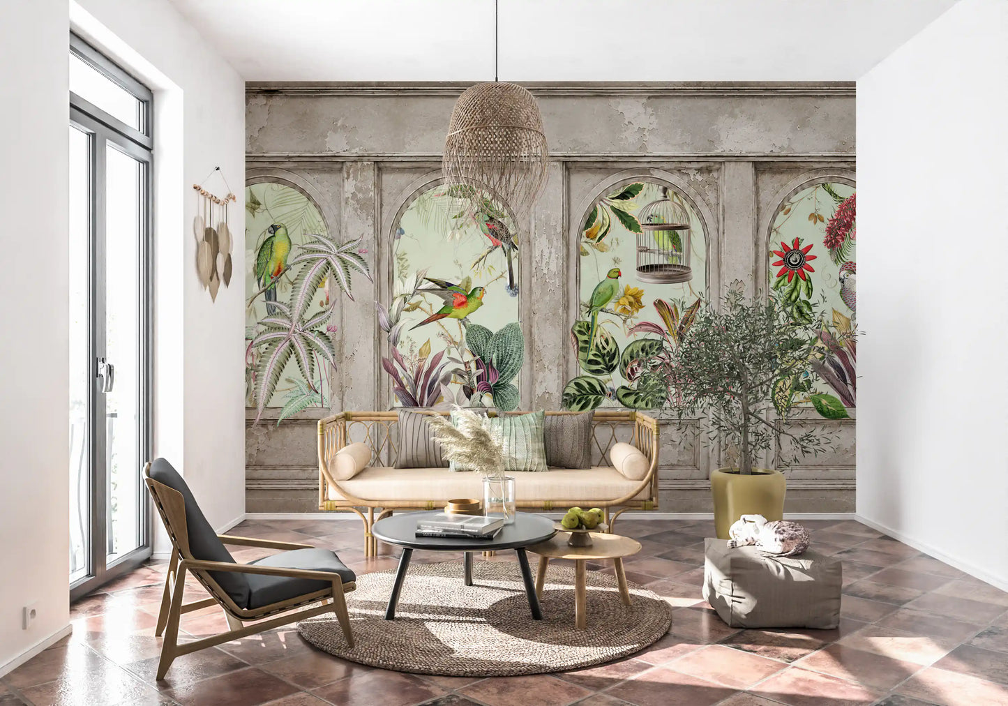 Exotic Aviary Archway Wall Mural Wall Mural