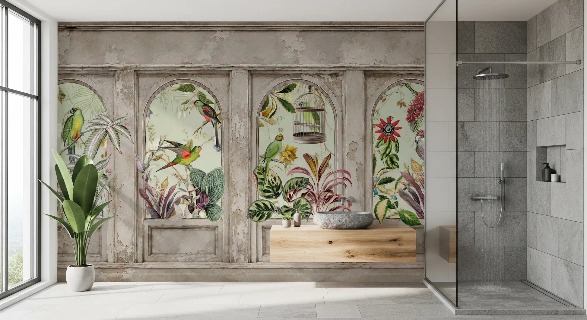 Exotic Aviary Archway Wall Mural Wall Mural