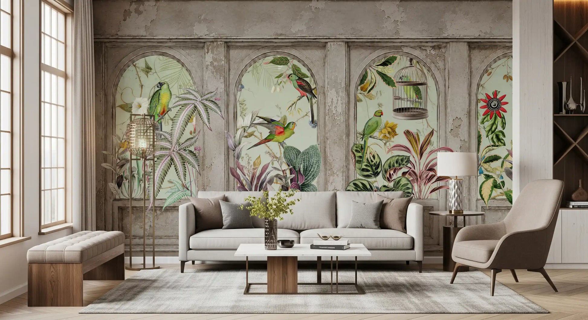 Exotic Aviary Archway Wall Mural Wall Mural