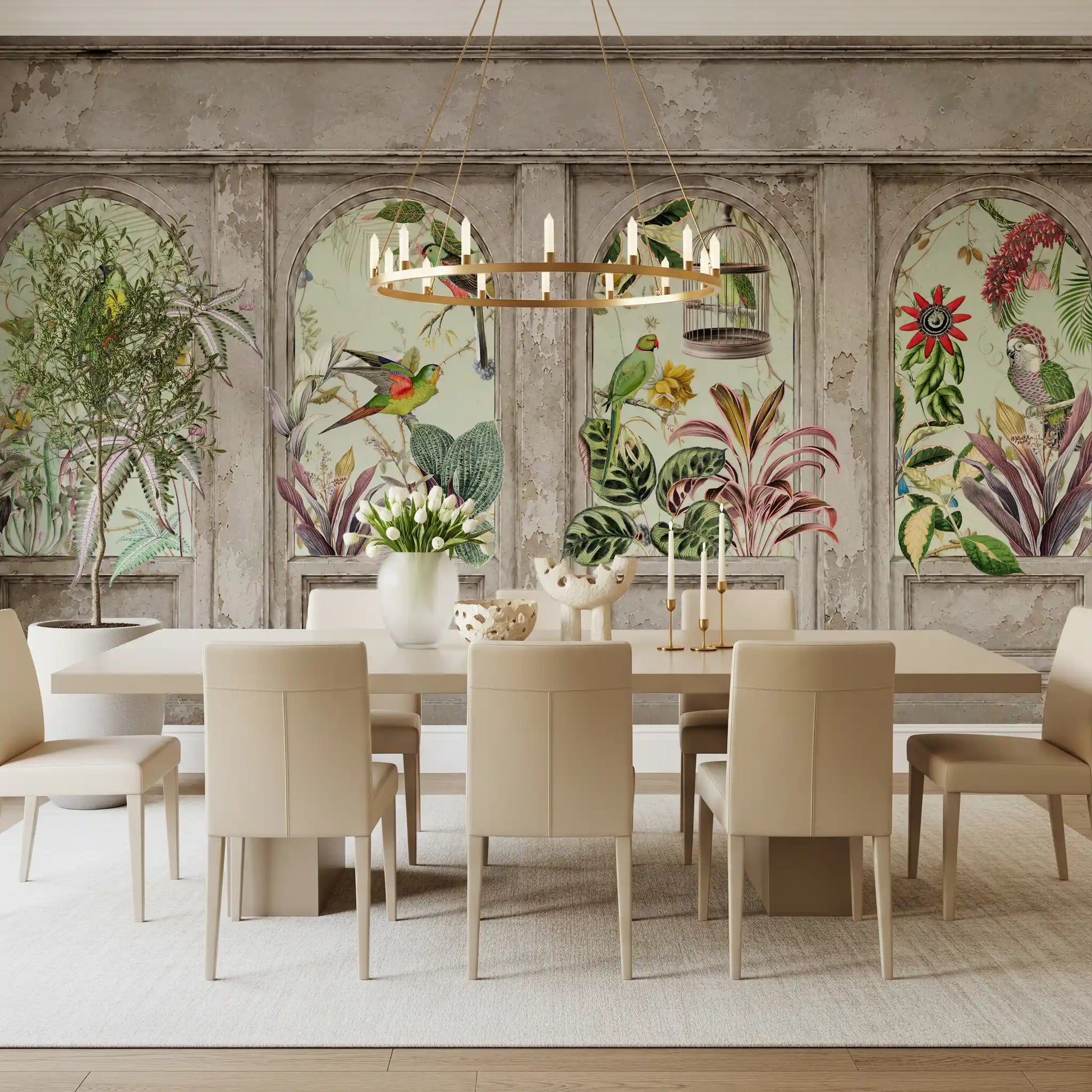 Exotic Aviary Archway Wall Mural Wall Mural