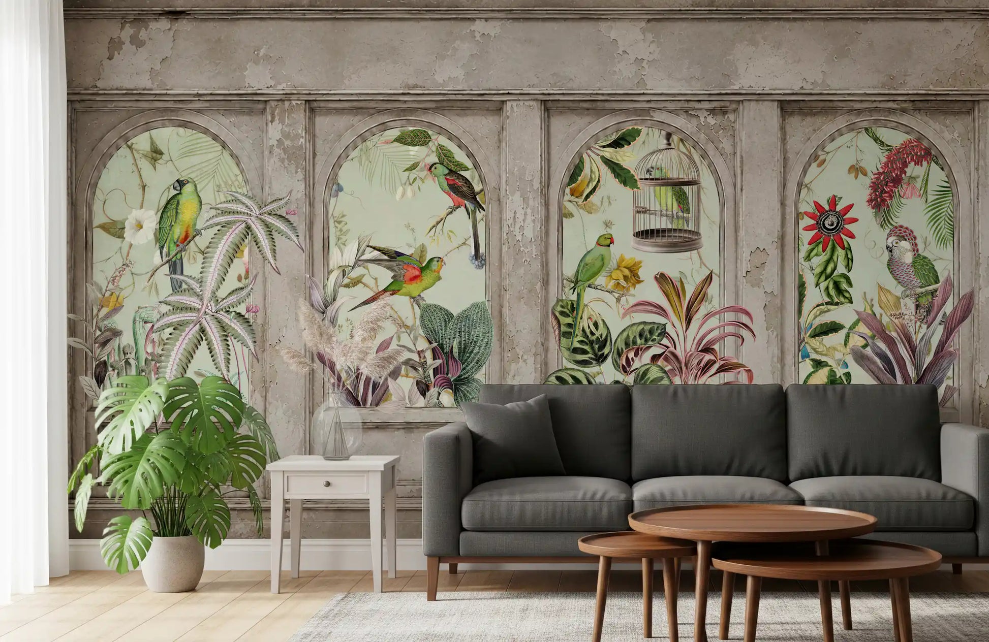 Exotic Aviary Archway Wall Mural Wall Mural
