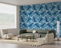 Monstera watercolor in blue Wallpaper⁠