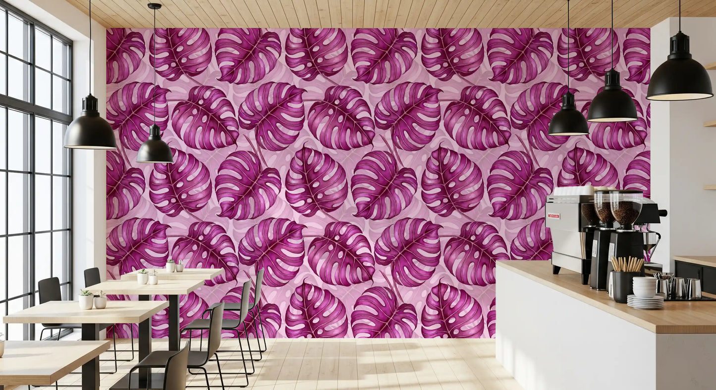 Monstera watercolor in purple Wallpaper⁠