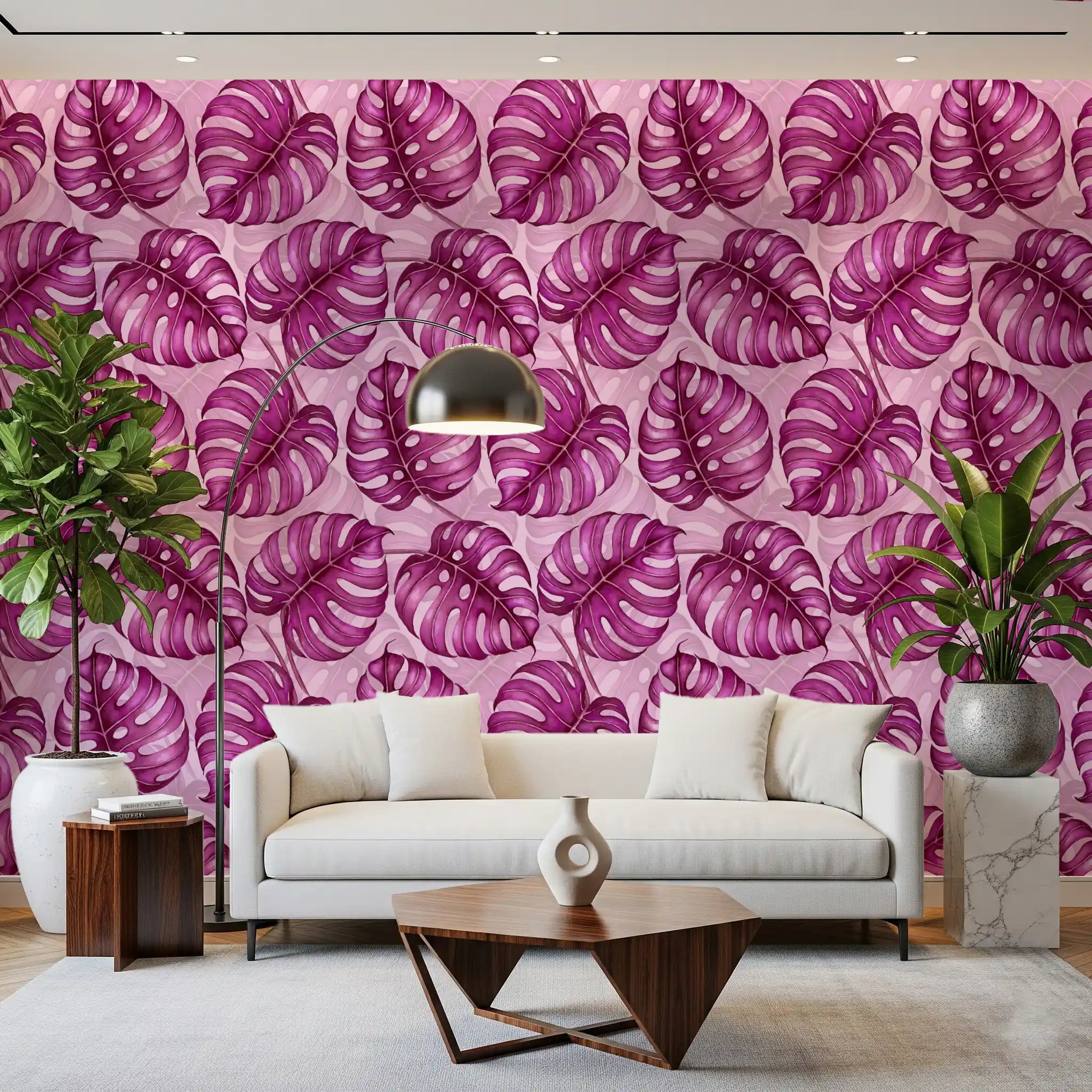 Monstera watercolor in purple Wallpaper⁠